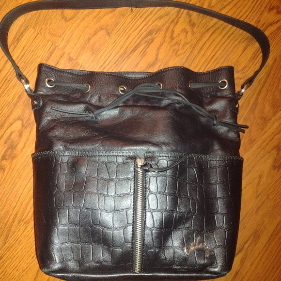Valez Black Faux Drawing bag# - Picture 4 of 4